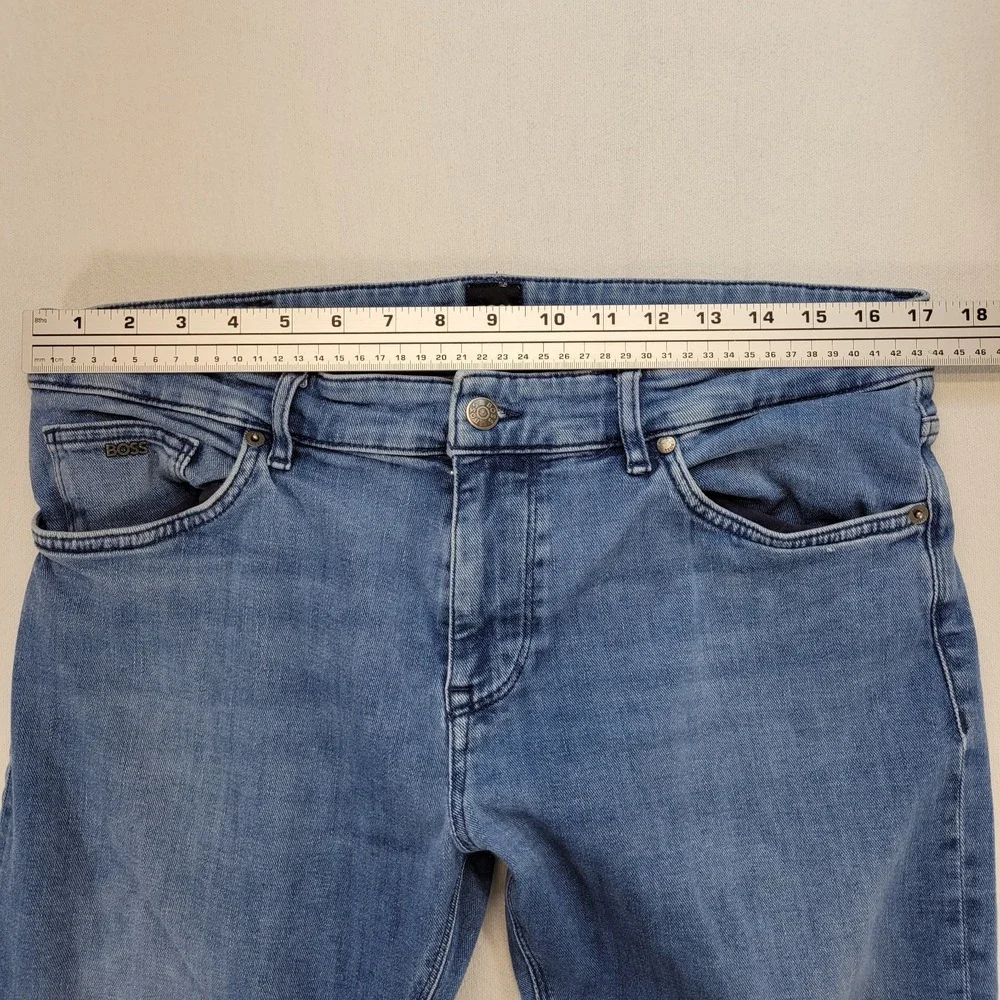 BOSS Hugo Boss Jeans Mens 34x27* Blue Maine Regular Straight‎ Italy Made Denim